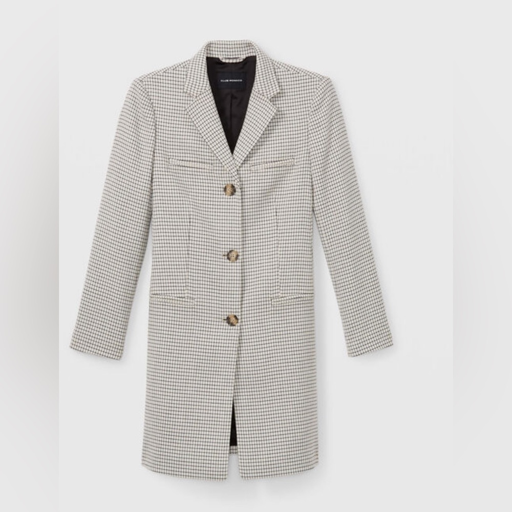 Club Monaco | Checkered Three Button Coat | size S